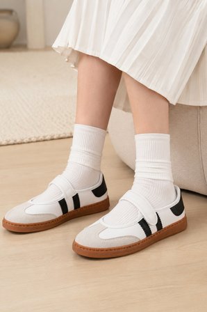 Muggo SPEED Kadın Cırtlı Rahat Taban Günlük Sneaker Babet Ayakkabı