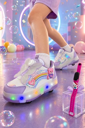 Muggo COLOURFUL Çocuk Işıklı Patenli Tekerlekli Sneaker Spor Ayakkabı