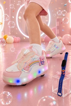 Muggo COLOURFUL Çocuk Işıklı Patenli Tekerlekli Sneaker Spor Ayakkabı