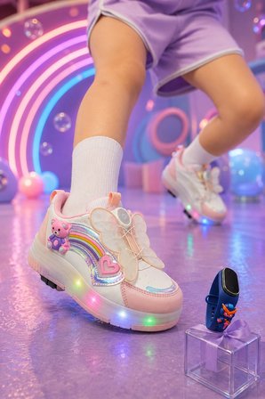 Muggo COLOURFUL Çocuk Işıklı Patenli Tekerlekli Sneaker Spor Ayakkabı