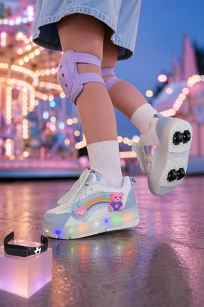 Muggo COLOURFUL Çocuk Işıklı Patenli Tekerlekli Sneaker Spor Ayakkabı