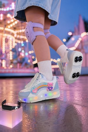 Muggo COLOURFUL Çocuk Işıklı Patenli Tekerlekli Sneaker Spor Ayakkabı