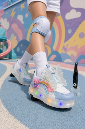 Muggo COLOURFUL Çocuk Işıklı Patenli Tekerlekli Sneaker Spor Ayakkabı