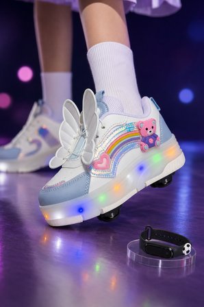 Muggo COLOURFUL Çocuk Işıklı Patenli Tekerlekli Sneaker Spor Ayakkabı