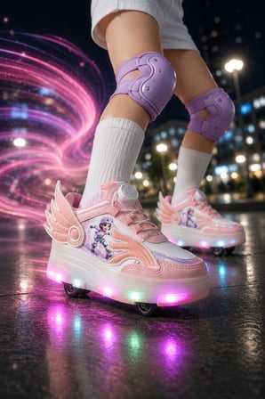 Muggo WINGS Çocuk Kanat Detaylı Işıklı Patenli Tekerlekli Sneaker Spor Ayakkabı