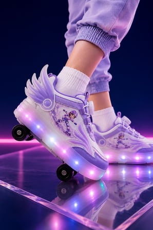 Muggo WINGS Çocuk Kanat Detaylı Işıklı Patenli Tekerlekli Sneaker Spor Ayakkabı