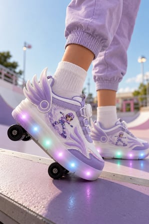 Muggo WINGS Çocuk Kanat Detaylı Işıklı Patenli Tekerlekli Sneaker Spor Ayakkabı