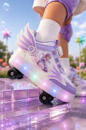 Muggo WINGS Çocuk Kanat Detaylı Işıklı Patenli Tekerlekli Sneaker Spor Ayakkabı