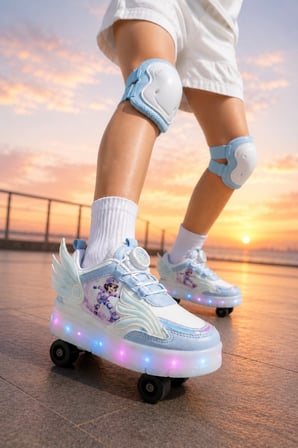 Muggo WINGS Çocuk Kanat Detaylı Işıklı Patenli Tekerlekli Sneaker Spor Ayakkabı