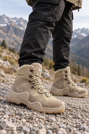 Muggo EVEREST Erkek Tactical Askeri Fermuarlı ve Bağcıklı Postal Çöl Botu