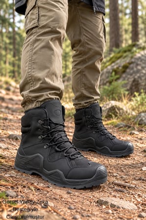 Muggo EVEREST Erkek Tactical Askeri Fermuarlı ve Bağcıklı Postal Çöl Botu