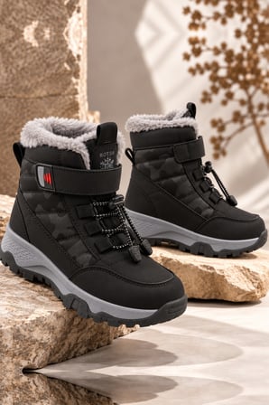 Muggo TUNDY İçi Kürklü Cırtlı ve Bağcıklı Unisex Çocuk Kar Botu