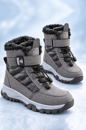 Muggo TUNDY İçi Kürklü Cırtlı ve Bağcıklı Unisex Çocuk Kar Botu