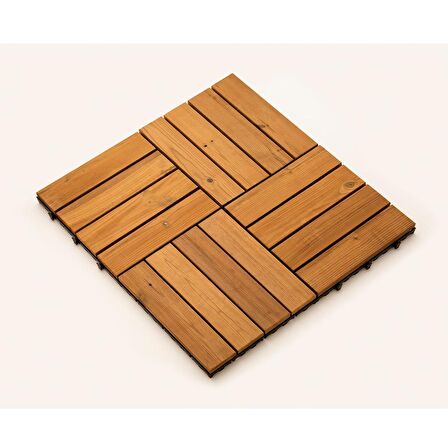 SUNSOE Fin Çamı Balkon Bahçe Ahşap Yer Döşemesi Karo Deck 30x30 cm - 10 Adet(0,9m2)