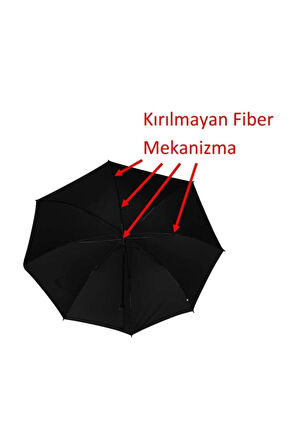 Protokol Büyük Boy Karbon Fiber Baston Şemsiye 150 cm Çap