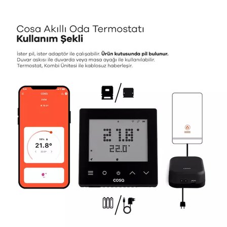 Akıllı Oda Termostatı Kablosuz Kombi Kontrolü