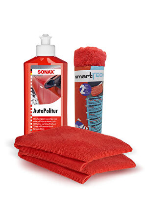 Sonax Süper Parlatıcı Cila 250 ml & SmartTech Mikrofiber Bez 2'li