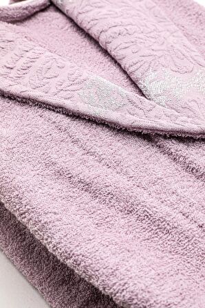 Kristal Comfort Çeyizlik Aile Bornoz Seti - Lila - Mavi