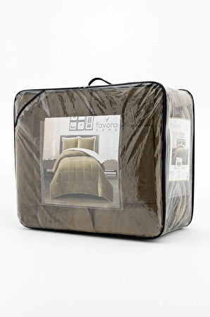 Favora Comforter Tek Kişilik Polar Battaniye Haki 220 x 240 cm Set
