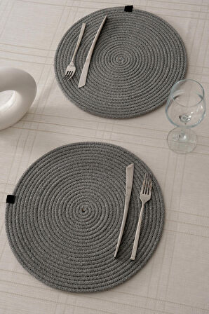 Favora 32 cm Yuvarlak Gri Silinebilir Amerikan Servis Takımı 2 Kişilik