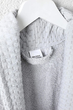Tuwa Unisex Pamuklu XL Beden Tekli Bornoz Seti - Gri