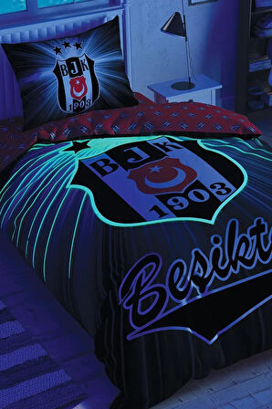 Taç Lisanslı Beşiktaş Light Glow Tek Kişilik Nevresim Takımı