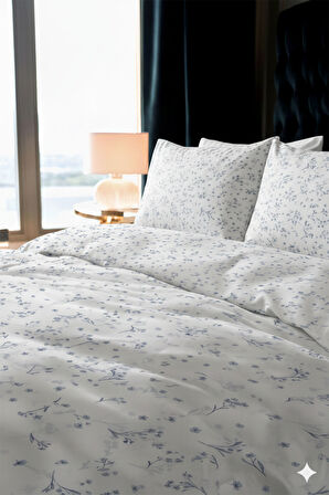 Favora Lumbeck Çift kişilik %100 Pamuk Nevresim Takımı - İndigo