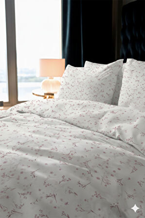 Favora Lumbeck Çift kişilik %100 Pamuk Nevresim Takımı - Koyu Pembe