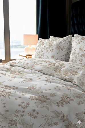 Favora Preto Çift kişilik %100 Pamuk Nevresim Takımı - Vizon