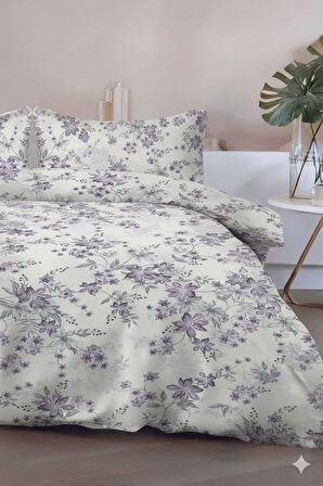 Favora Preto Çift kişilik %100 Pamuk Nevresim Takımı - Lila