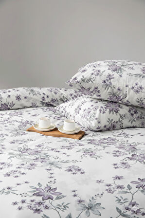 Favora Preto Çift kişilik %100 Pamuk Nevresim Takımı - Lila