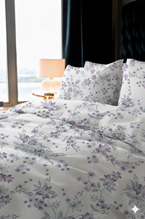 Favora Preto Çift kişilik %100 Pamuk Nevresim Takımı - Lila