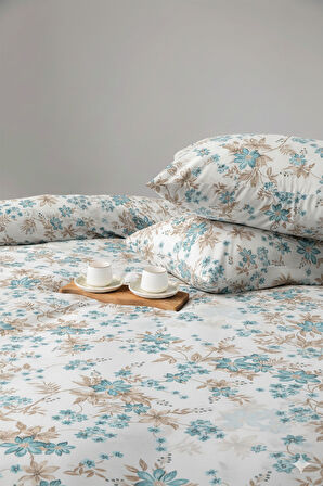 Favora Preto Çift kişilik %100 Pamuk Nevresim Takımı - Petrol Mavisi