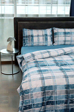 Piemo Lastikli Çarşaflı Çift Kişilik Nevresim Takımı - Petrol