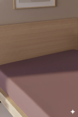 %100 Pamuk Ranforce Premium Tek Kişilik Lastikli Çarşaf - Gül Kurusu