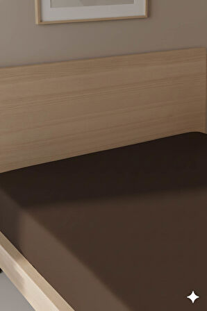 %100 Pamuk Ranforce Premium Tek Kişilik Lastikli Çarşaf - Kahverengi