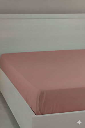 %100 Pamuk Ranforce Premium King Size Lastikli Çarşaf - Pudra