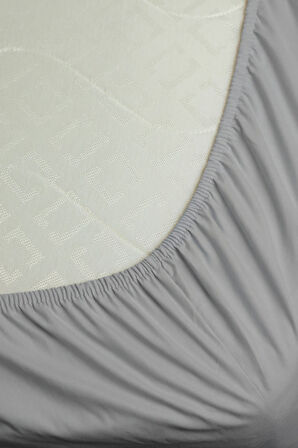 %100 Pamuk Ranforce Premium King Size Lastikli Çarşaf - Koyu Gri