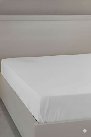 %100 Pamuk Ranforce Premium King Size Lastikli Çarşaf - Beyaz