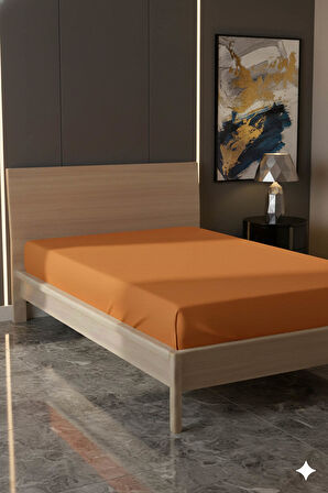 %100 Pamuk Ranforce Premium Tek Kişilik Çarşaf - Turuncu