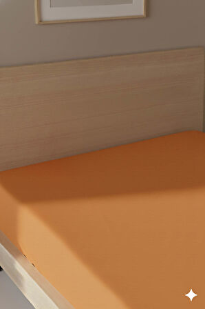 %100 Pamuk Ranforce Premium Tek Kişilik Çarşaf - Turuncu