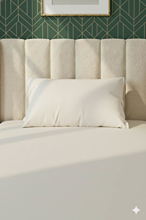 %100 Pamuk Ranforce Premium Tek Kişilik Lastikli Çarşaf Seti - Krem