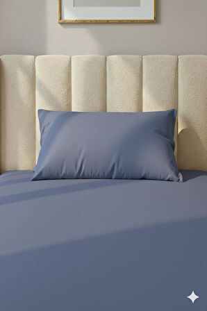 %100 Pamuk Ranforce Premium Tek Kişilik Lastikli Çarşaf Seti - İndigo