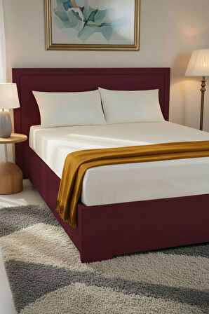 %100 Pamuk Ranforce Premium Çift Kişilik Lastikli Çarşaf Seti - Krem