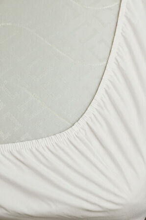 %100 Pamuk Ranforce Premium Çift Kişilik Lastikli Çarşaf Seti - Krem