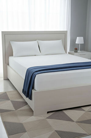 %100 Pamuk Ranforce Premium King Size Lastikli Çarşaf Seti - Beyaz