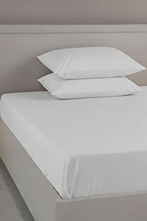 %100 Pamuk Ranforce Premium King Size Lastikli Çarşaf Seti - Beyaz