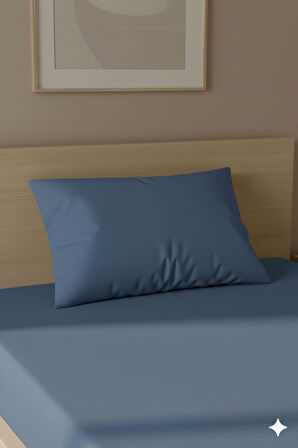 %100 Pamuk Ranforce Premium Tek Kişilik Çarşaf Seti - İndigo