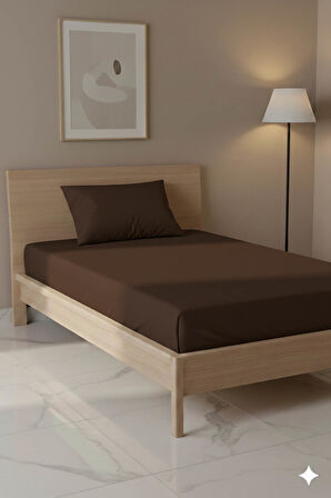 %100 Pamuk Ranforce Premium Tek Kişilik Çarşaf Seti - Kahverengi