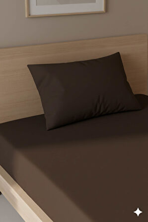 %100 Pamuk Ranforce Premium Tek Kişilik Çarşaf Seti - Kahverengi